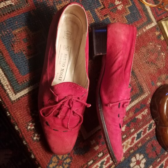 BRUNO MAGLI crimson red suede shoes 38 1/2 - Picture 3 of 7